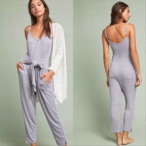 Ribbed Lounge Jumpsuit w/Center Tie